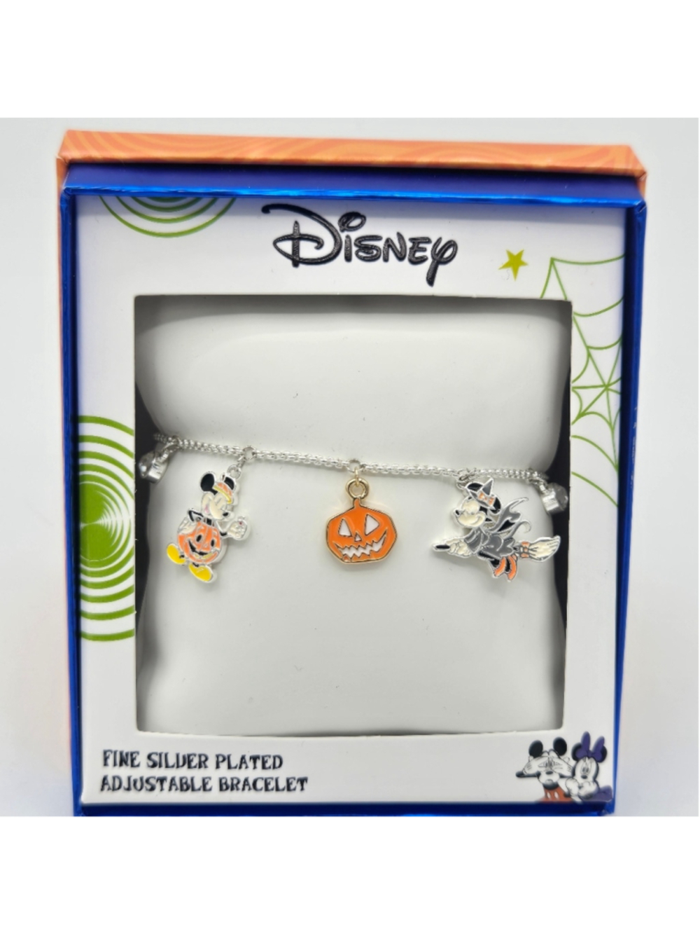 Disney Halloween Mickey Minnie Mouse Silver Plated Adjustable Bracelet NWT